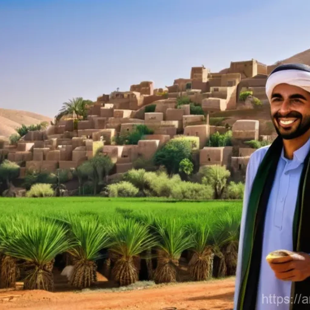 농촌관광지도사 시험 합격률 - **Prompt:** "A vibrant, panoramic view of a traditional Arab rural village bathed in warm morning li...