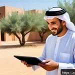 농촌관광지도사 연봉협상 팁 - A confident Arab man in traditional clothing, wearing a business casual jacket over a white thobe, s...